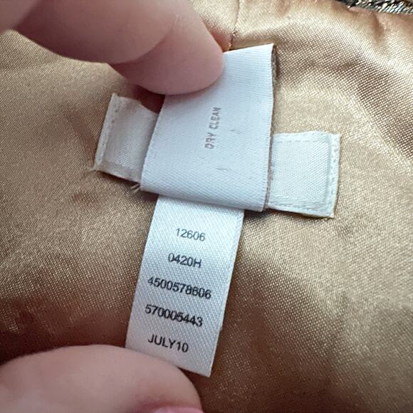 Chico’s Size 2 Olive Green Metallic Gold Tweed Button Blazer women’s size large - Picture 6 of 14